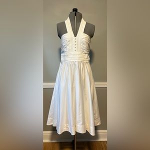 Diane von Furstenberg White Cotton Halter Dress with Circle Skirt Size 8